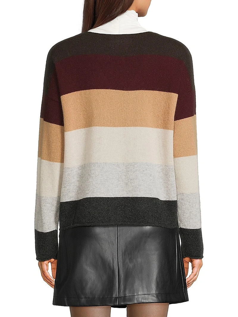 Rainbow Penny V Striped Cashmere Sweater