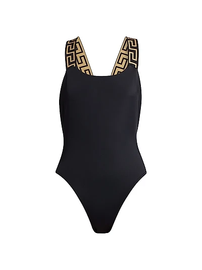 Greek Key Strap One-Piece Swimsuit