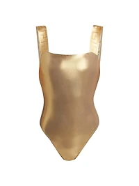 Laminated One-Piece Swimsuit