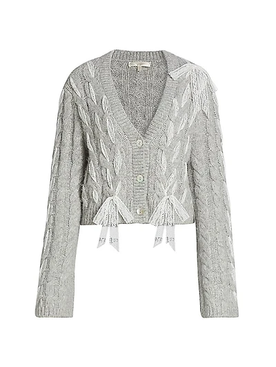 Louella Lace Cable-Knit V-Neck Cardigan
