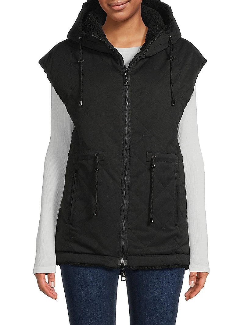 Faux Shearling Reversible Hooded Vest