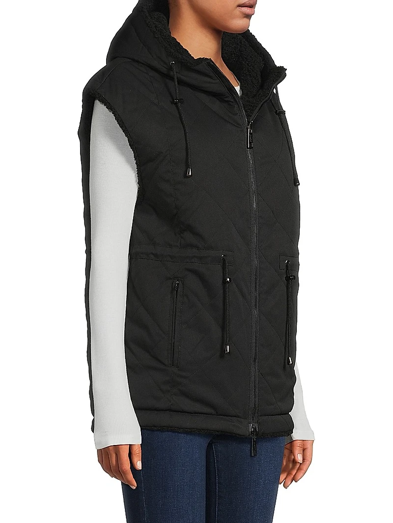 Faux Shearling Reversible Hooded Vest