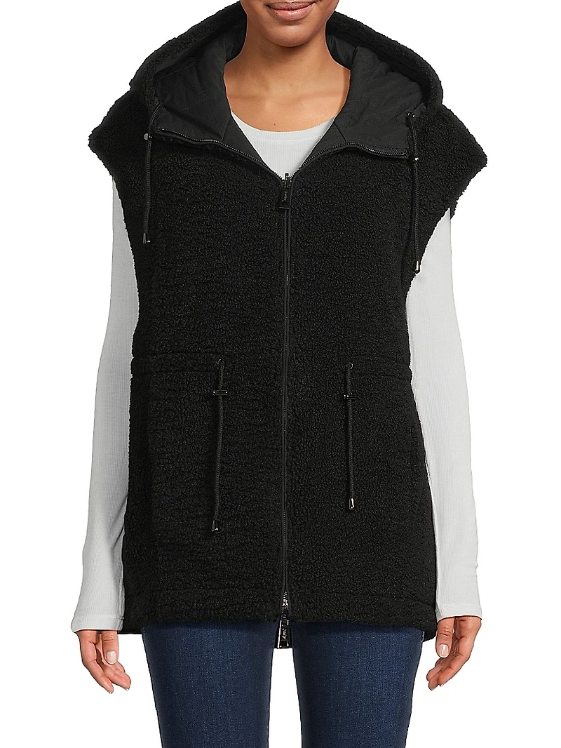 Faux Shearling Reversible Hooded Vest