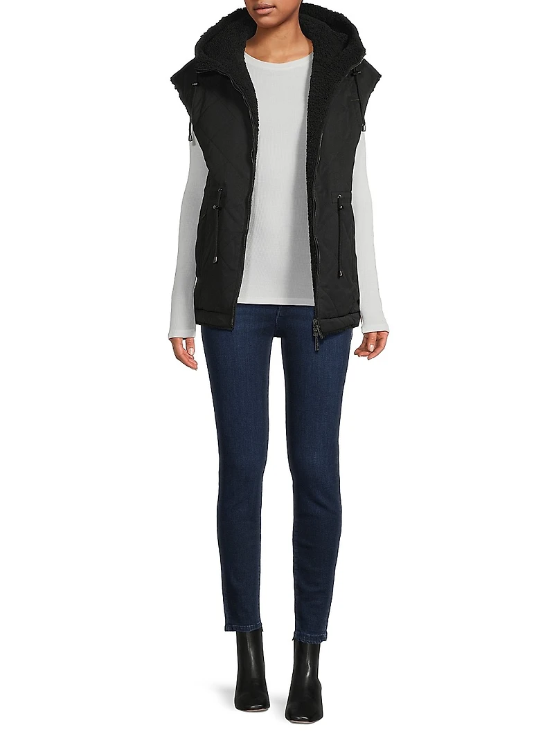 Faux Shearling Reversible Hooded Vest