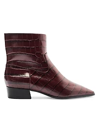 Helena Crocodile-Embossed Leather Booties