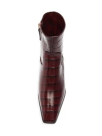 Helena Crocodile-Embossed Leather Booties