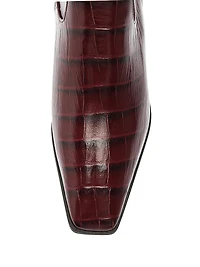 Helena Crocodile-Embossed Leather Booties