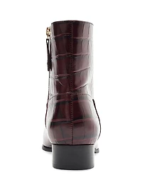Helena Crocodile-Embossed Leather Booties
