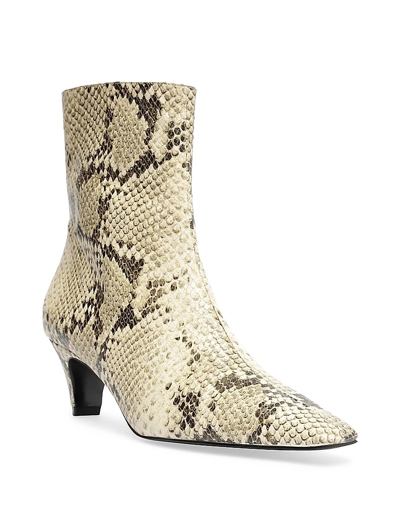 Dellia 55MM Snake-Embossed Leather Booties