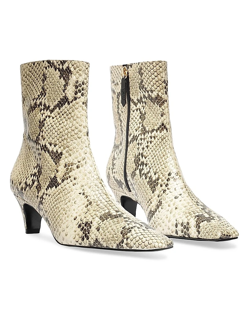 Dellia 55MM Snake-Embossed Leather Booties