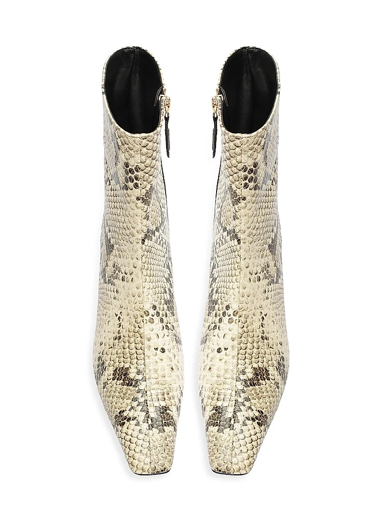 Dellia 55MM Snake-Embossed Leather Booties