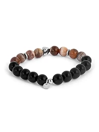 Maxi Nugget Botswana, Black Agate & Sterling Silver Beaded Bracelet
