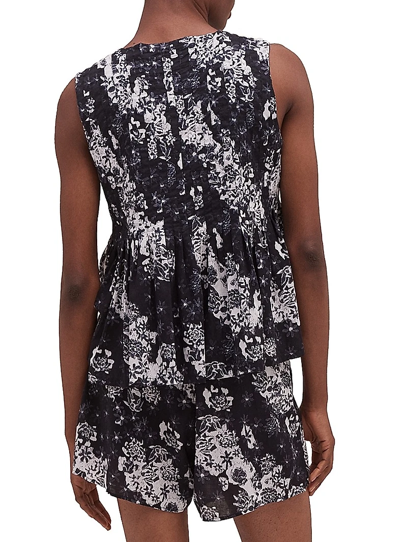 Flowers Of Time Pleated Cami & Shorts Set