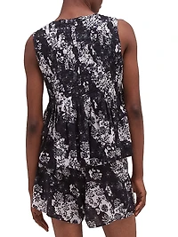 Flowers Of Time Pleated Cami & Shorts Set