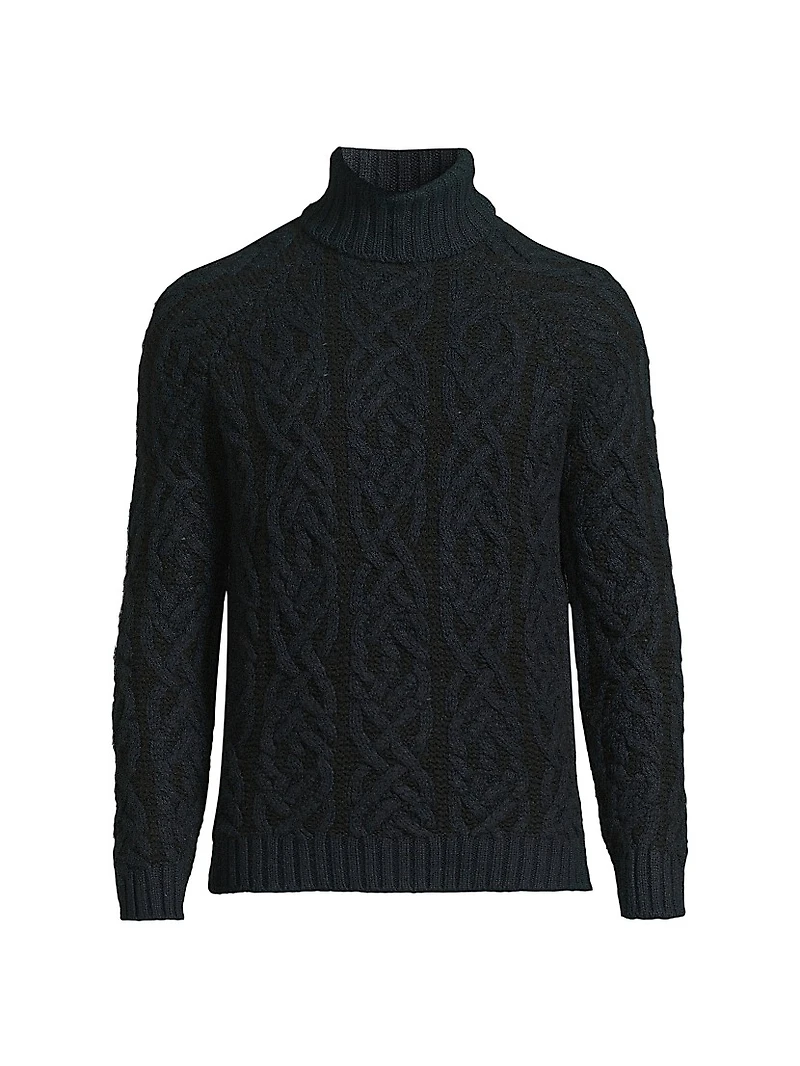 Maglia Uomo Cashmere-Wool Cable-Knit Turtleneck Sweater