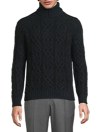 Maglia Uomo Cashmere-Wool Cable-Knit Turtleneck Sweater