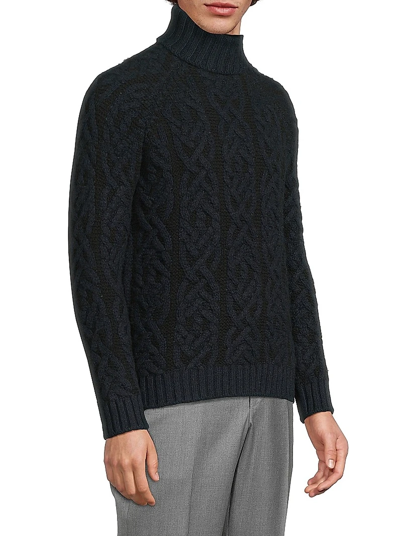 Maglia Uomo Cashmere-Wool Cable-Knit Turtleneck Sweater