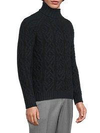 Maglia Uomo Cashmere-Wool Cable-Knit Turtleneck Sweater