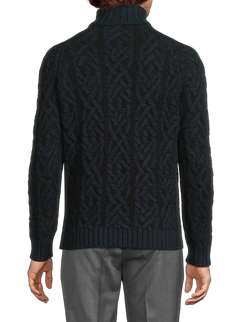 Maglia Uomo Cashmere-Wool Cable-Knit Turtleneck Sweater