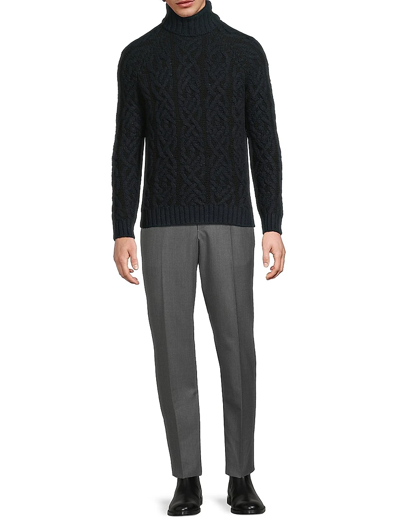 Maglia Uomo Cashmere-Wool Cable-Knit Turtleneck Sweater