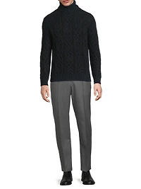 Maglia Uomo Cashmere-Wool Cable-Knit Turtleneck Sweater