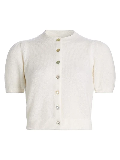 Anisa Alpaca-Wool Puff-Sleeve Cardigan