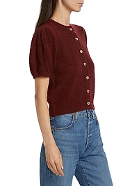 Anisa Alpaca-Wool Puff-Sleeve Cardigan