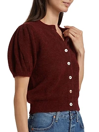 Anisa Alpaca-Wool Puff-Sleeve Cardigan
