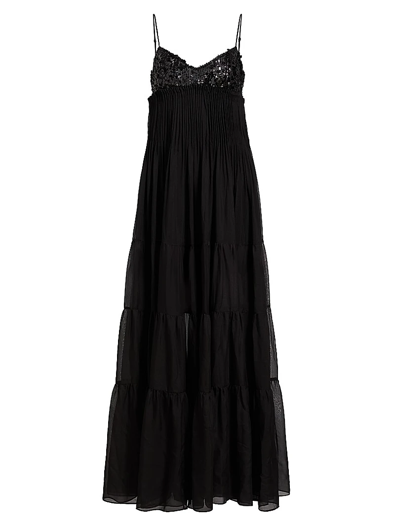 Tamar Embellished Chiffon Tiered Gown