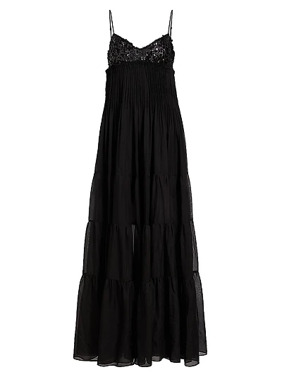 Tamar Embellished Chiffon Tiered Gown