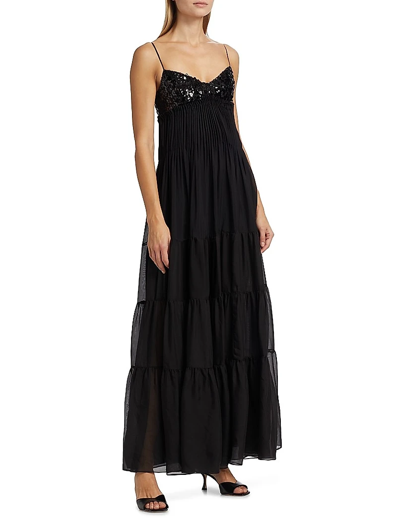Tamar Embellished Chiffon Tiered Gown