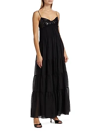 Tamar Embellished Chiffon Tiered Gown