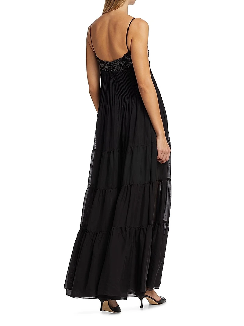 Tamar Embellished Chiffon Tiered Gown