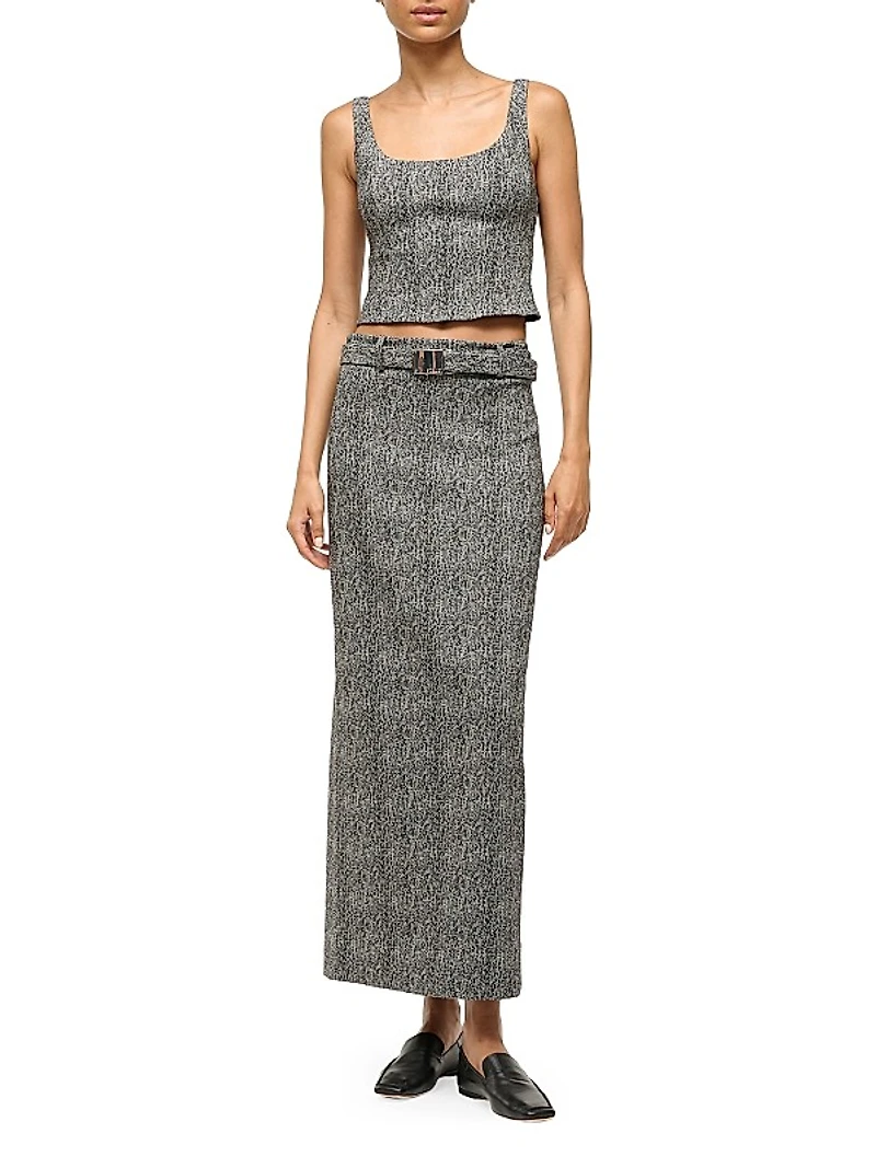Murray Belted Bouclé Maxi Skirt