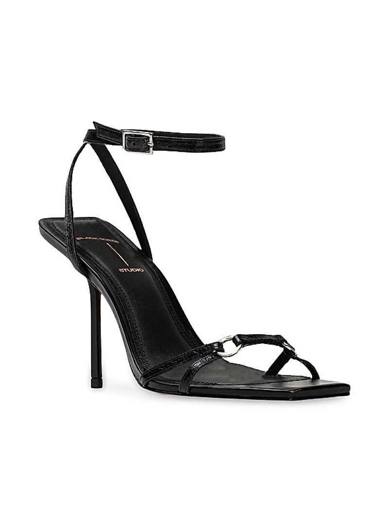 Frankie 100MM Leather High Heel Sandals