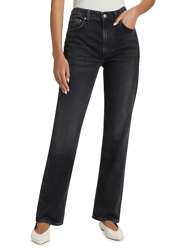 Zurie High-Rise Stretch Straight-Leg Jeans