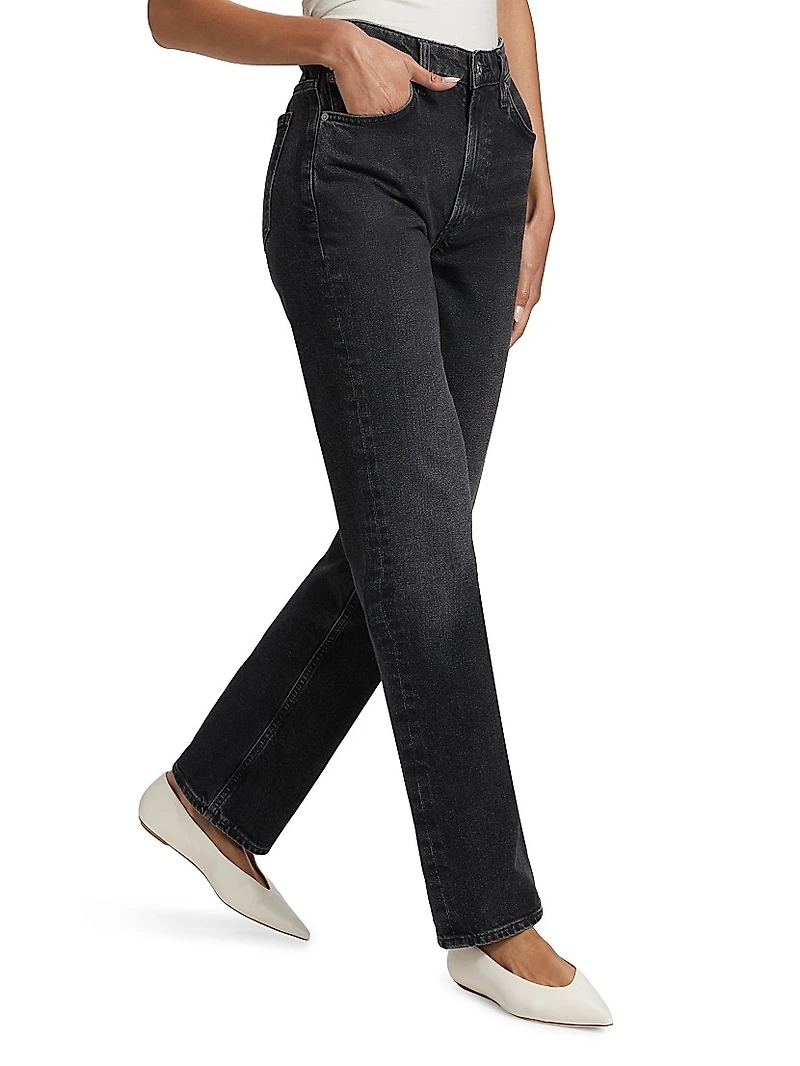 Zurie High-Rise Stretch Straight-Leg Jeans
