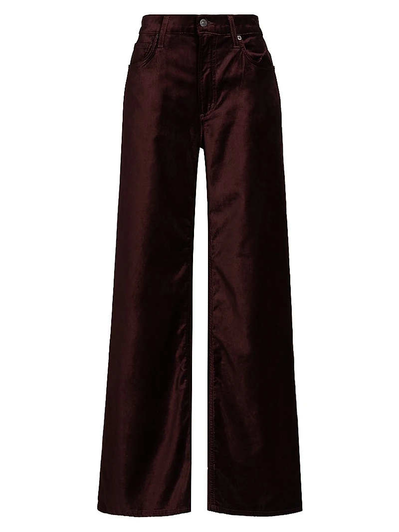 Loli Velvet High-Rise Wide-Leg Jeans