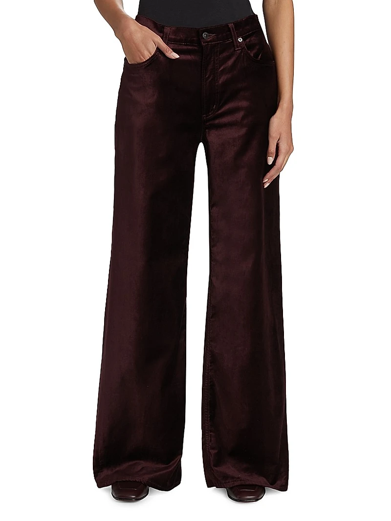 Loli Velvet High-Rise Wide-Leg Jeans