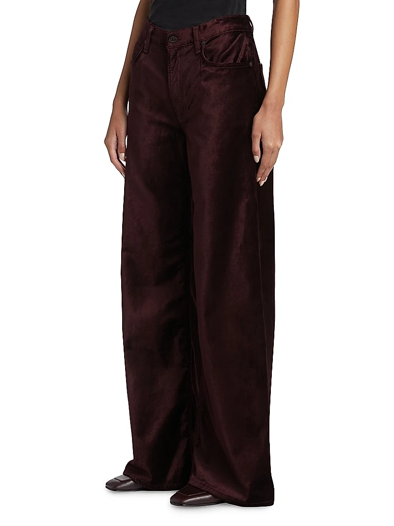 Loli Velvet High-Rise Wide-Leg Jeans