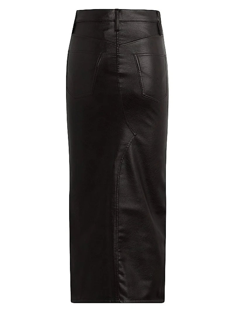 Reconstructed Faux Leather Midi-Skirt