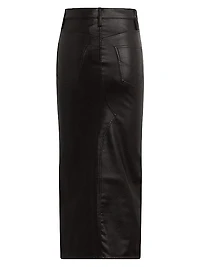 Reconstructed Faux Leather Midi-Skirt