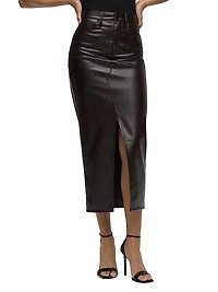 Reconstructed Faux Leather Midi-Skirt