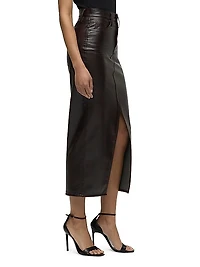 Reconstructed Faux Leather Midi-Skirt