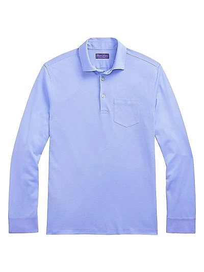 Piqué Cotton Long-Sleeve Polo Shirt
