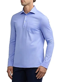Piqué Cotton Long-Sleeve Polo Shirt