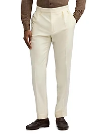 Double-Pleated Wool Garbadine Trousers