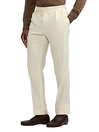 Double-Pleated Wool Garbadine Trousers