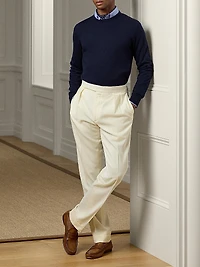 Double-Pleated Wool Garbadine Trousers