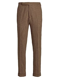 Houndstooth Wool-Blend Straight-Leg Trousers